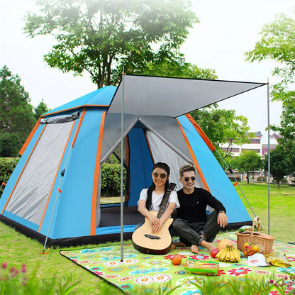4-5 Person Pop-Up Camping Tent, Instant Setup 2 Mosquito Nets Windows, Portable for Hiking, Backpacking