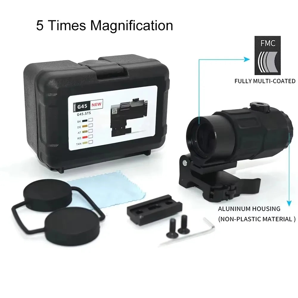 Sight Fixed 3X 5X Magnifier Scope With Switch to Side Quick Detachable QD Mount