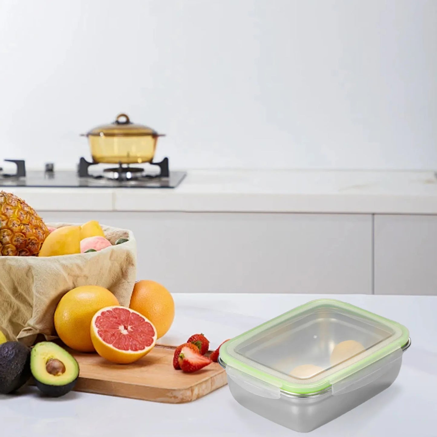 Food Storage Container Multifunctional Space Saving 304 Stainless Steel Food Storage Box Easy To Clean for Camping for Kitchen