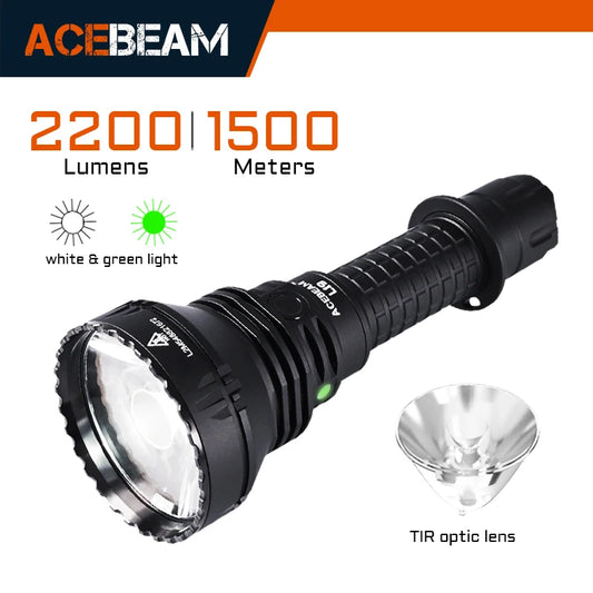 Hunting Flashlight 2200 Lumens 1184 Yards Long-Rang Rechargeable Flashlight for Night Hunting