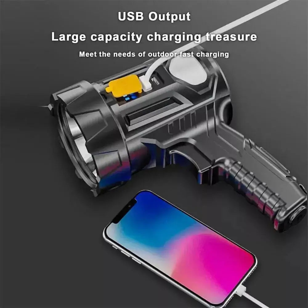 Solar/USB Rechargeable LED Flashlight - 3-in-1 Headlamp, Searchlight | Portable Outdoor Light for Hunting, Camping, Hiking