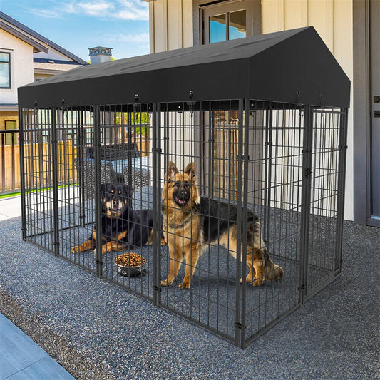 Heavy Duty Large Dog Kennel  Welded Metal Playpen  with Roof