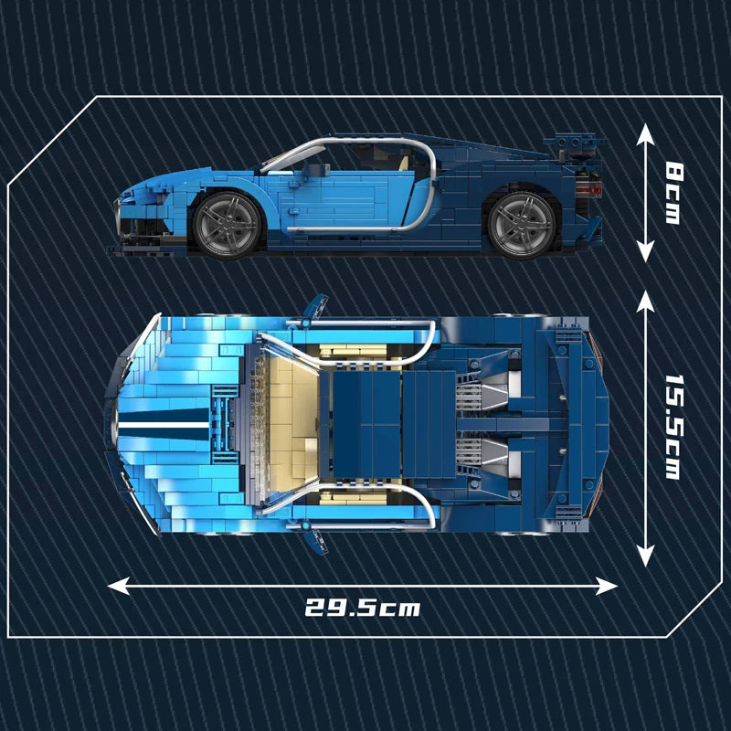 Technical Car Toys Blue Sport Racing Car Building Block Assembly Car Brick Set Kids Christmas Gifts