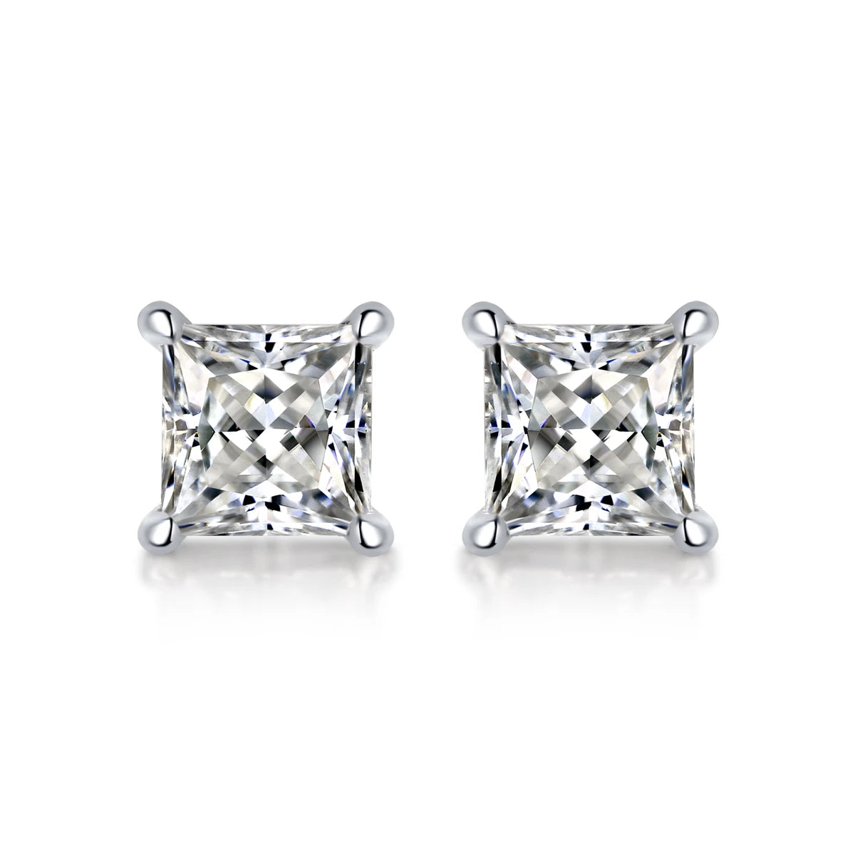 2pcs/pair S925 Moissanite Square Lab Created Stud Earrings, , Christmas Gifts