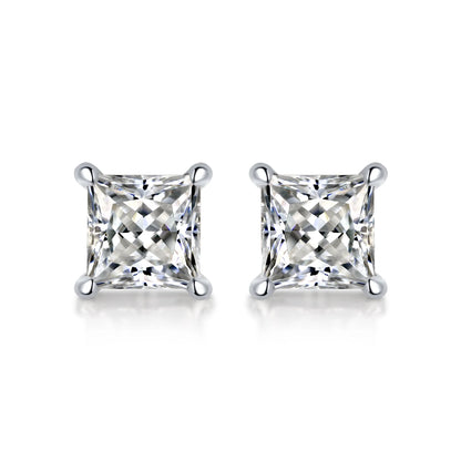 2pcs/pair S925 Moissanite Square Lab Created Stud Earrings, , Christmas Gifts