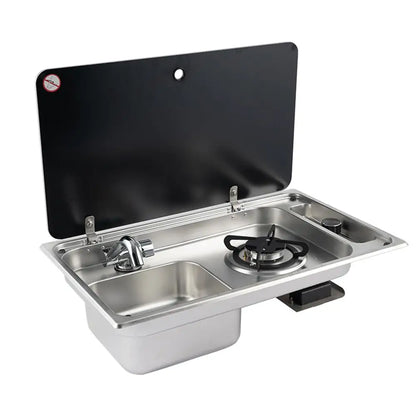 Integrated Gas Stove Sink Combination, Stainless Steel With Cover, Gas Camping Stove Burner