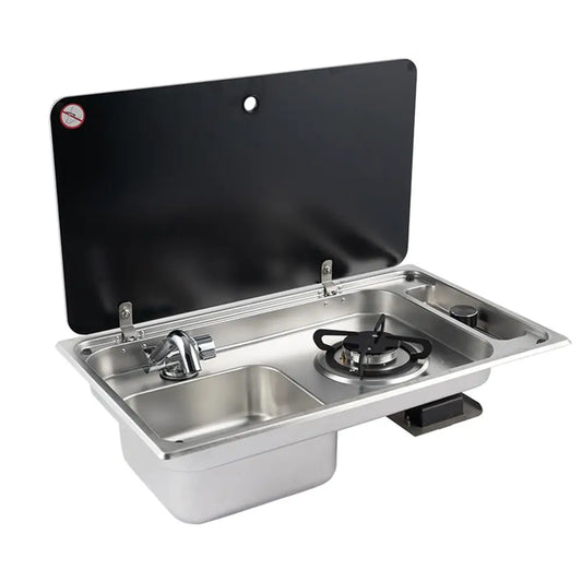 Integrated Gas Stove Sink Combination, Stainless Steel With Cover, Gas Camping Stove Burner