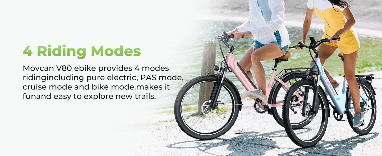 26" Electric E Bike with 7-Speed,1000 Peak Electric Bike for Adults,up 80 Miles Removable Battery Ebike, Adult Electric Bicycles