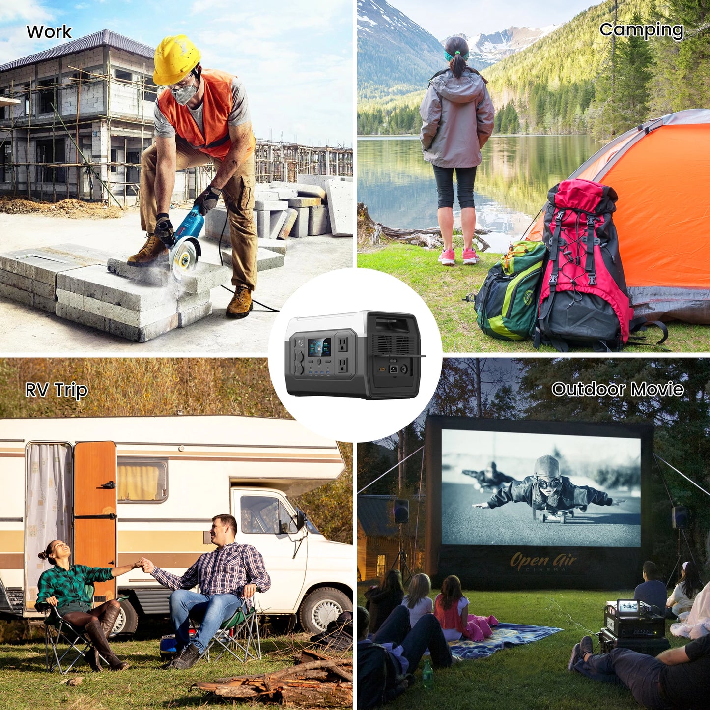 1600w Portable Power Station for Camping, UPS Function, One Hour Fast Full Charing