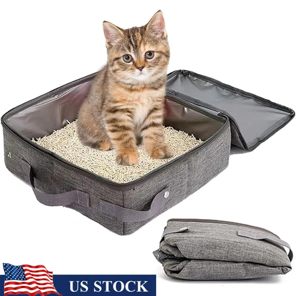 Lightweight Travel Litter Box Cats Foldable Design Leak Proof Portable K