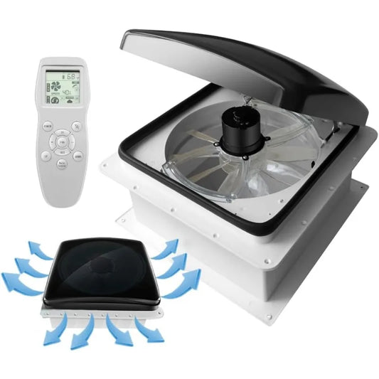 Shield RV Roof Fan Vent Trailer Camper 10 Speed 12V 14'' Reversible