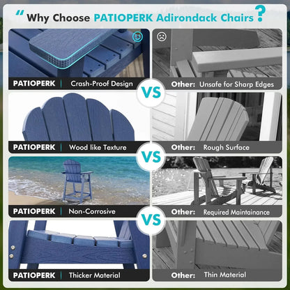 Tall  Chair Set of 2 with Double Connecting Tray, Wood Grain, Weather Resistant