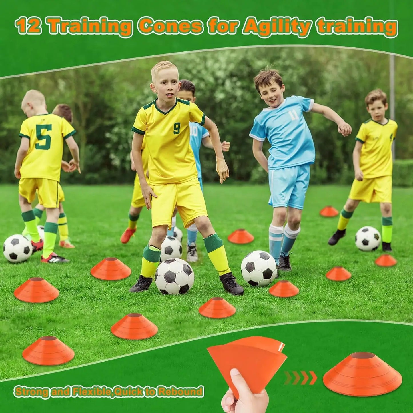 Collapsible Soccer Goal, 12×6 ft /6×4 ft Portable Net for Backyard, Quick Setup with 1 Carry Bag