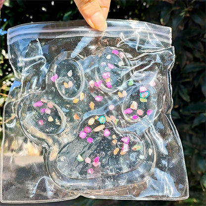 Jelly Glitter Cat Paw Stress Relief Decompression Toy Slow Rebound Pinch New Fidget Toy For Kids Adult Christmas Gifts