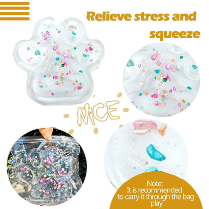 Jelly Glitter Cat Paw Stress Relief Decompression Toy Slow Rebound Pinch New Fidget Toy For Kids Adult Christmas Gifts