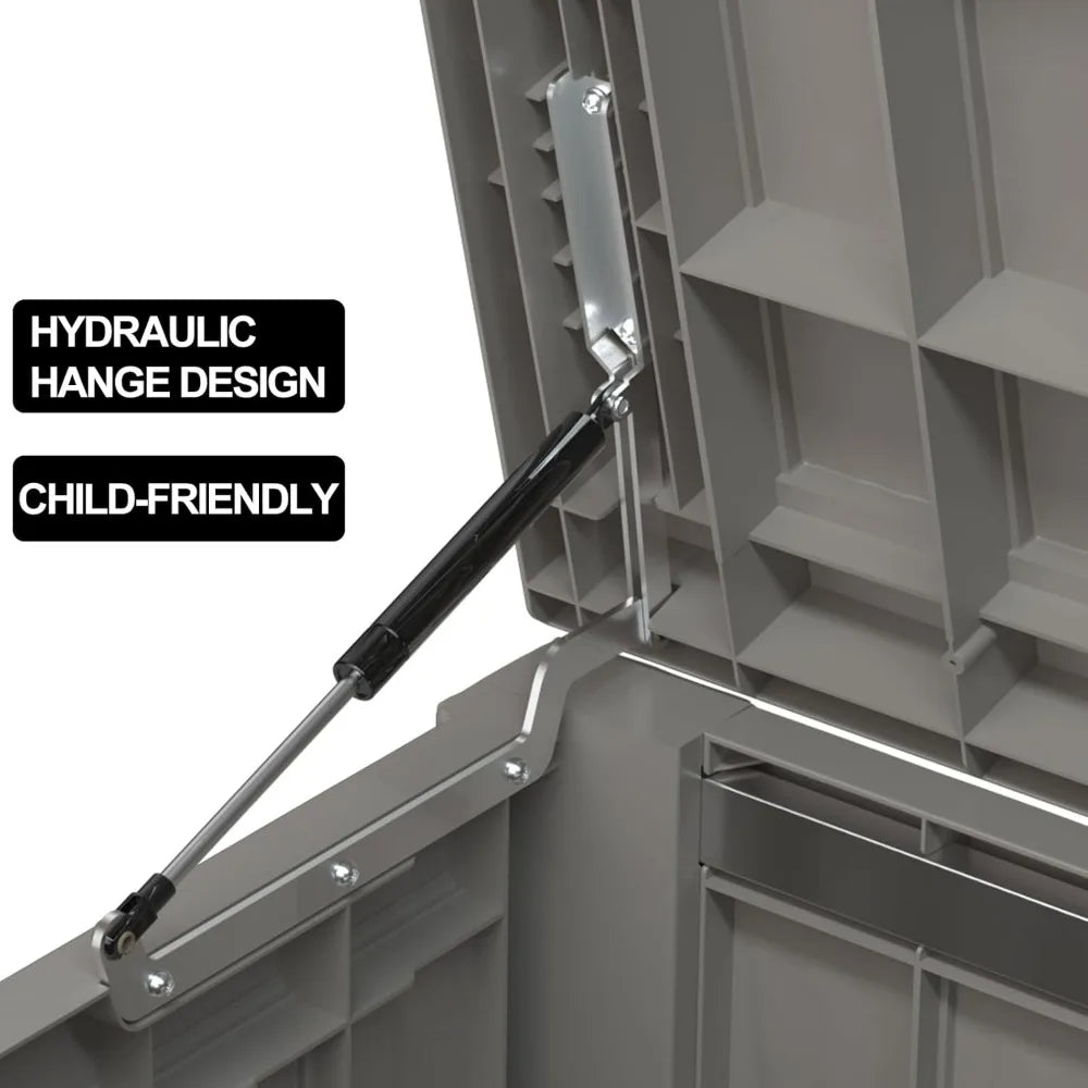 120 Gallon Resin Deck Storage Box with Lockable Feature for Outdoor Pool Accessories, and Garden Tools