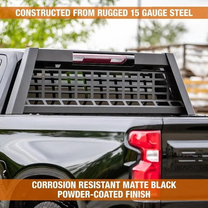 23.50" Matte Black Heavy-Duty Steel Pickup Truck Headache Rack Bundle w/Mounting Brackets,