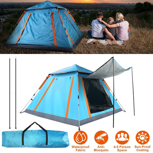 4-5 Person Pop-Up Camping Tent, Instant Setup 2 Mosquito Nets Windows, Portable for Hiking, Backpacking