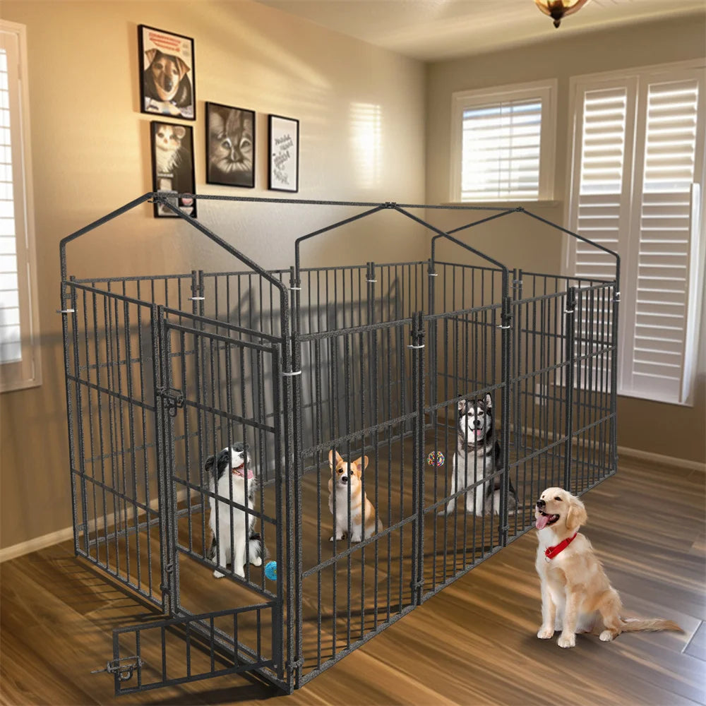 Heavy Duty Large Dog Kennel  Welded Metal Playpen  with Roof