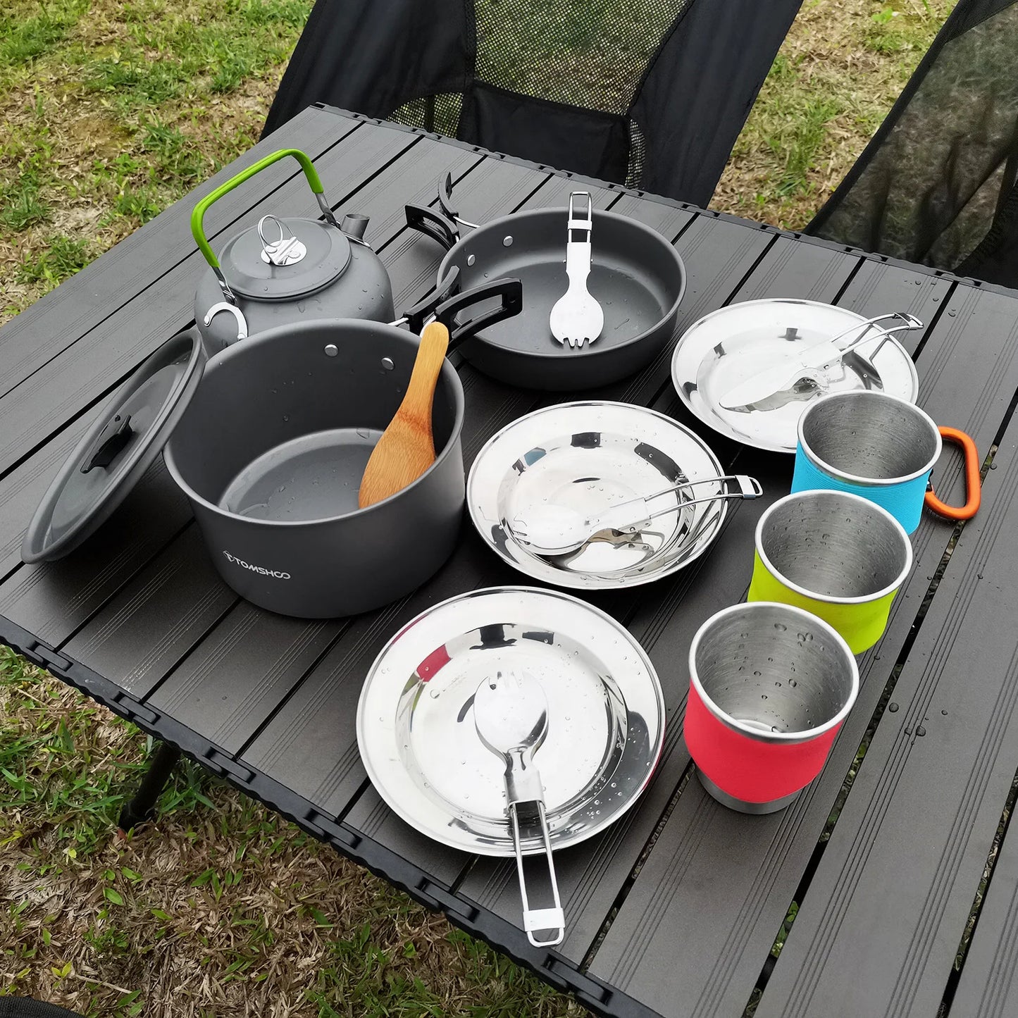 Outdoor Camping Pot Set Portable Aluminum Cookware backpacking cookware