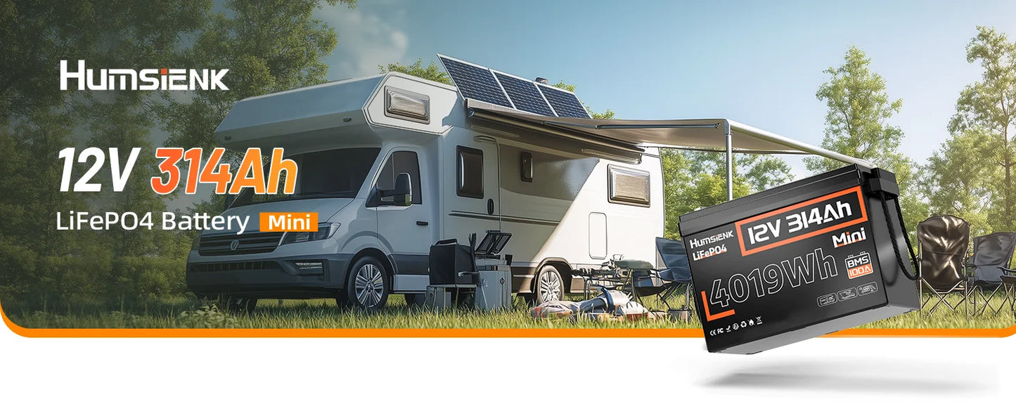 Lithium Iron Phosphate Battery 12V 314Ah With 100A BMS For RV/ Vans/ Golf Cart/ Camping/ Marine/  Boats/ Fishing
