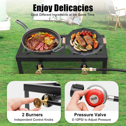Double Burner Propane Stove Portable Gas Stove