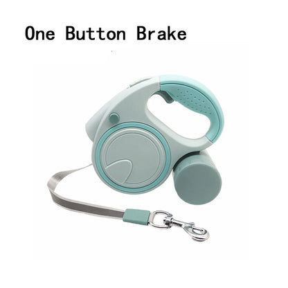 Dog Leash With Led Lights and Garbage Bag Retractable Nylon Traction Rope Belt Durable Walk Run Automatic Extension Dog Lead