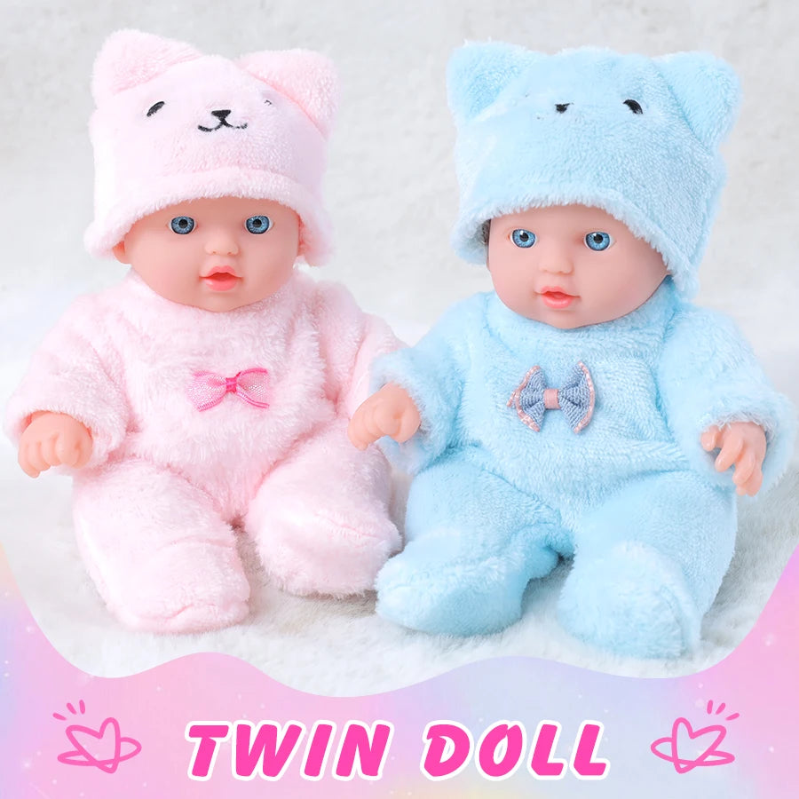 New 8 Inch Cuddly Plush Baby Doll Two-piece Set Pink and Blue  Baby Doll  Girl Christmas Gifts