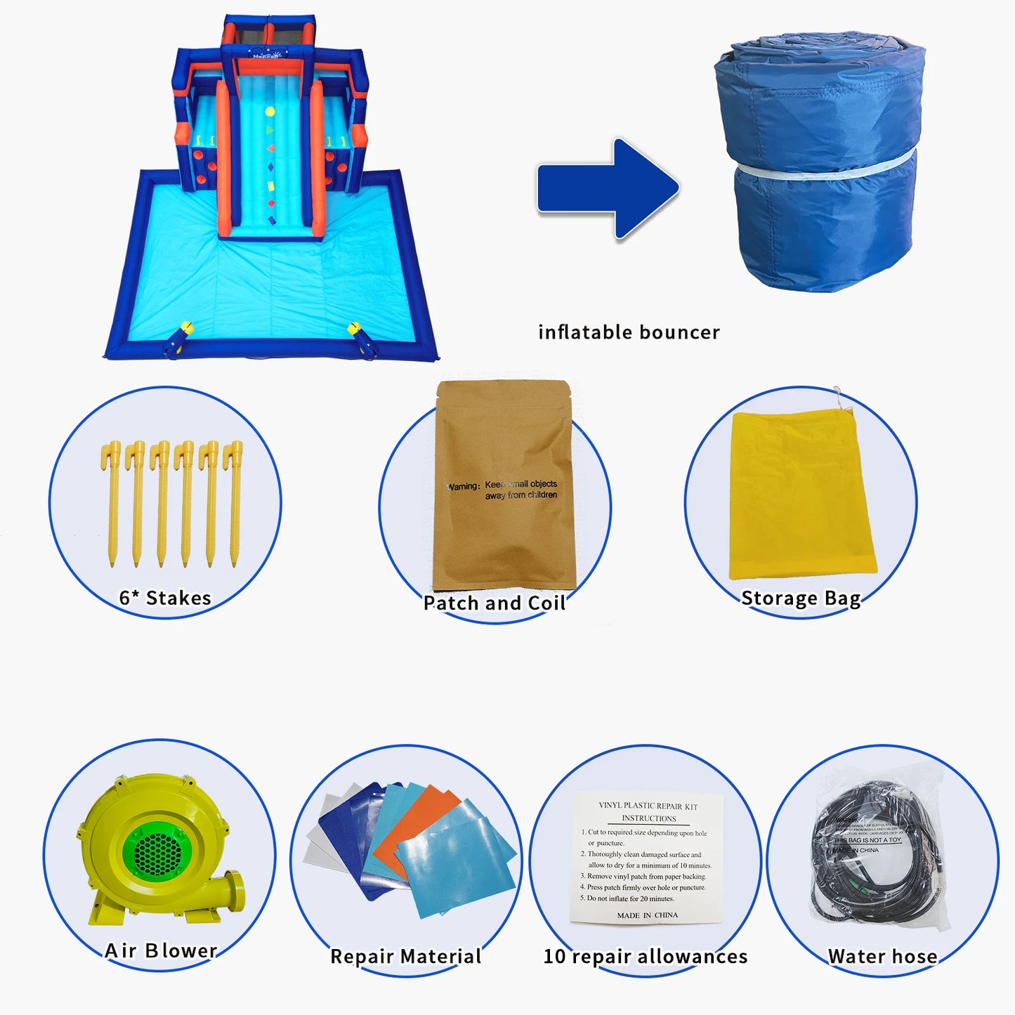 Inflatable Water Slide Pool Bounce House for Kids,Large Slide and Splash Pool, Backyard Summer Outdoors