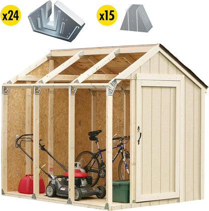 outdoor storage shed kit for backyard, patio, and garden with tool and equipment storage"
