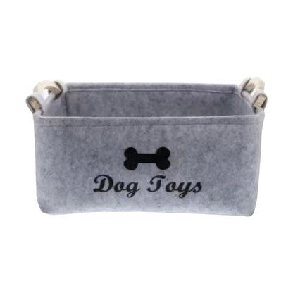 Soft Plush Dog Toy Storage Basket With Wooden Handle