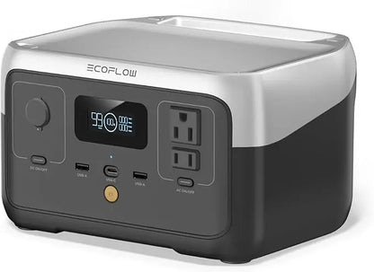 Portable Power Station - 256Wh Battery, 1-Hour Quick Charge, Dual 600W AC Outlets, Solar-Capable