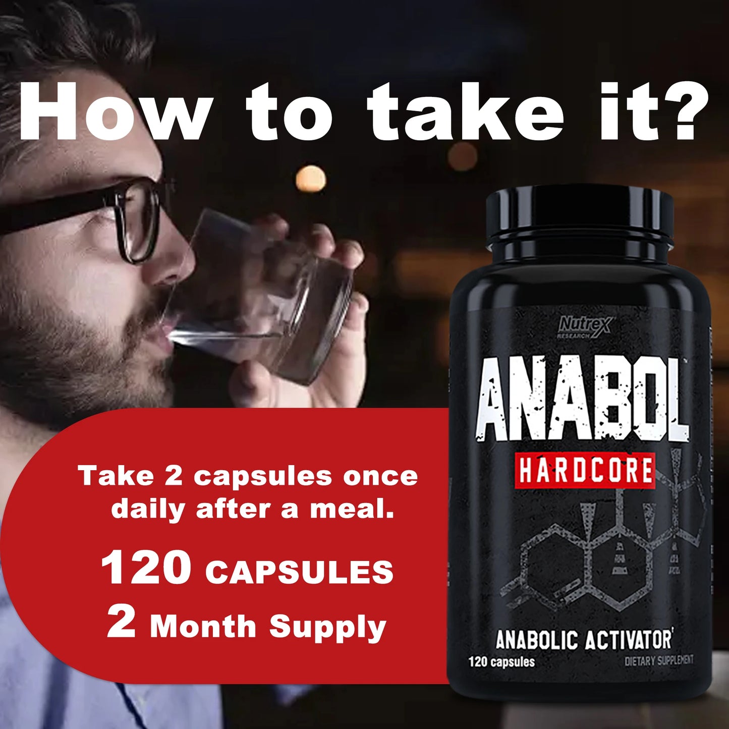 Muscle Growth Supplements for Men To Build Lean, Dense, High - 120 Capsules