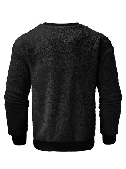Men’s Sweatshirt Long Sleeve Crew Neck Furry Casual Pullover Hoodie Warm Streetwear