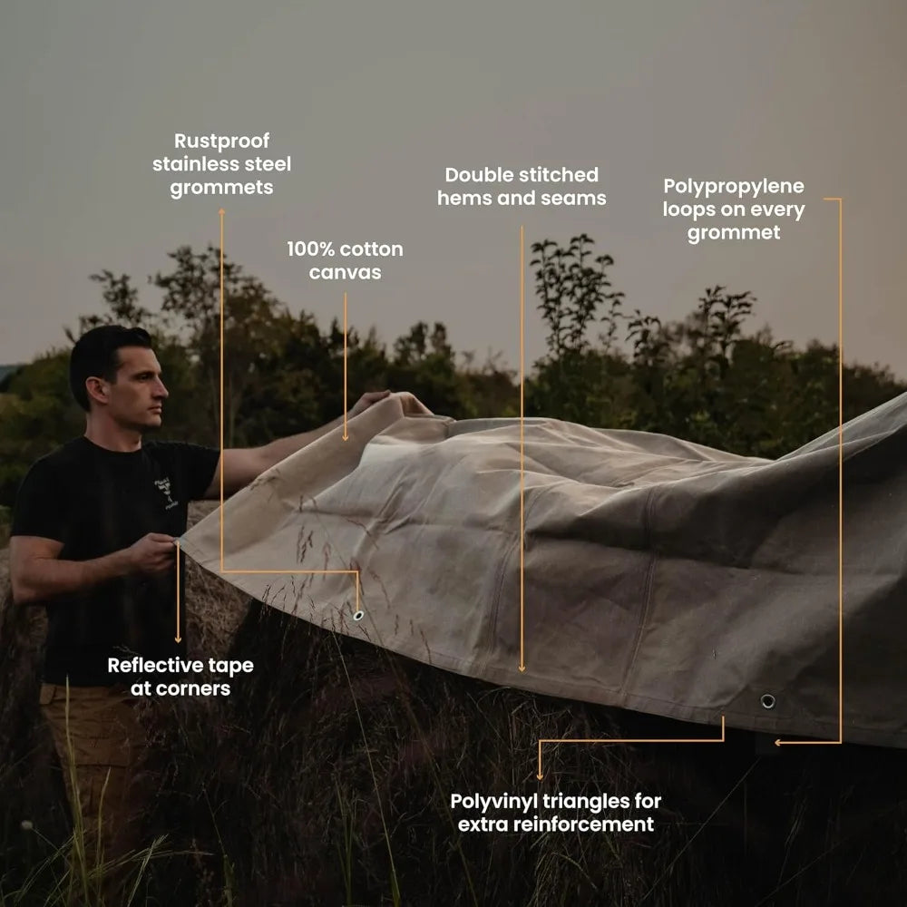 Canvas Tarp Heavy Duty Waterproof UV Resistant, Cloth Tarp