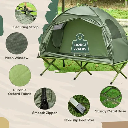Camping Tent, Single Person Folding Cot Combo, Off-Ground Tent,  with Carry Bag for Hiking, camping