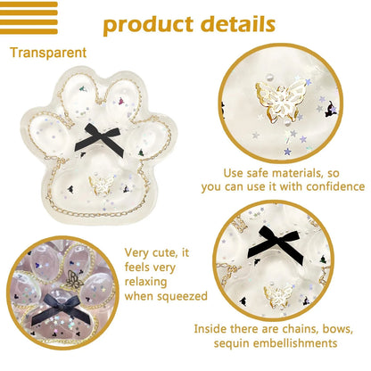 Jelly Glitter Cat Paw Stress Relief Decompression Toy Slow Rebound Pinch New Fidget Toy For Kids Adult Christmas Gifts