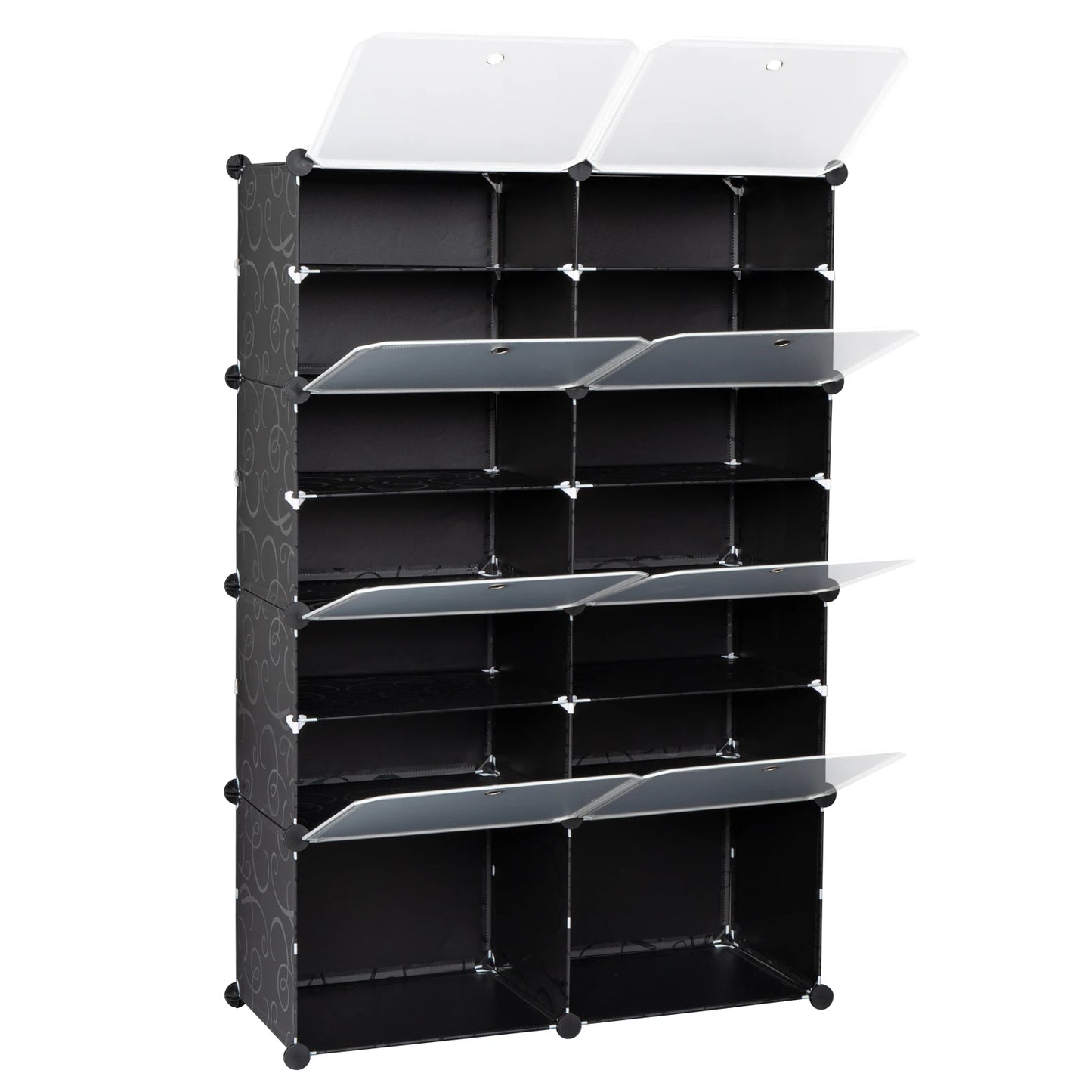 7-Tier Portable 28 Pair Shoe Rack Organizer 14 Grids Tower Shelf Storage Cabinet Stand Expandable for Heels, Boots