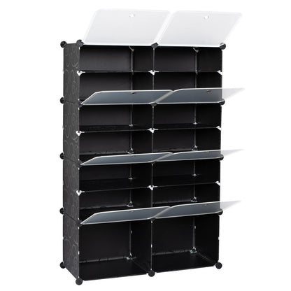 7-Tier Portable 28 Pair Shoe Rack Organizer 14 Grids Tower Shelf Storage Cabinet Stand Expandable for Heels, Boots