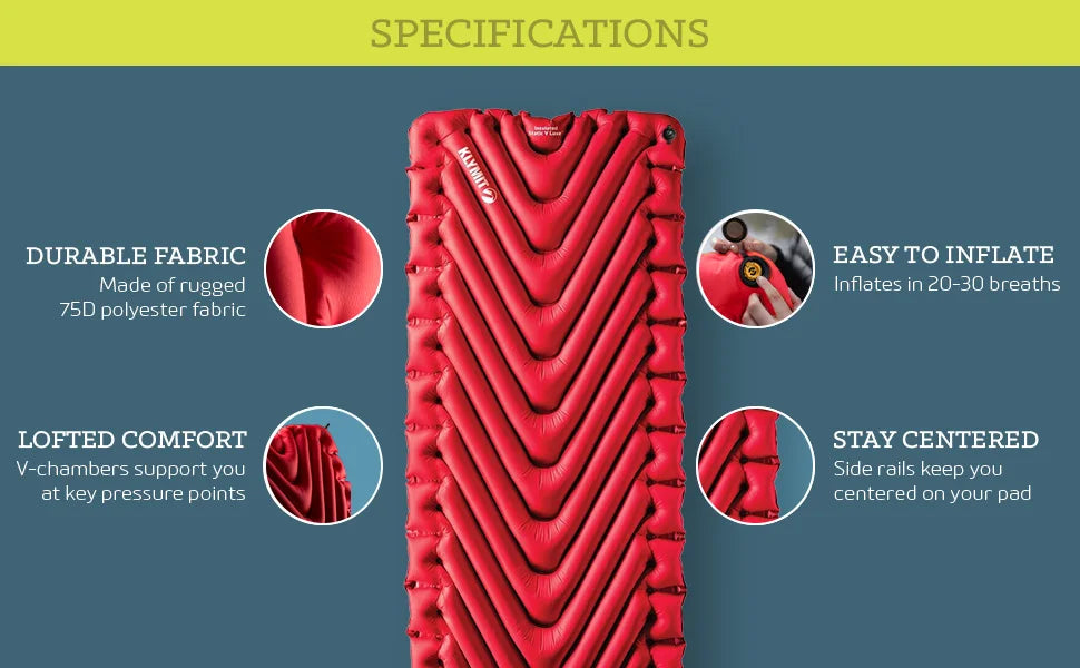 Insulated Inflatable Sleeping Pad for Camping,Lightweight Air Bed For Cold Weather,Red