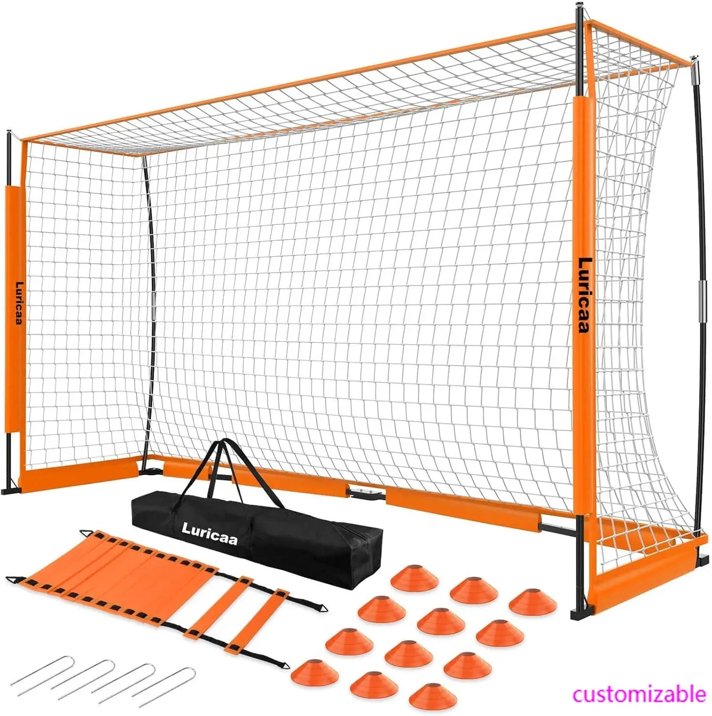 Collapsible Soccer Goal, 12×6 ft /6×4 ft Portable Net for Backyard, Quick Setup with 1 Carry Bag