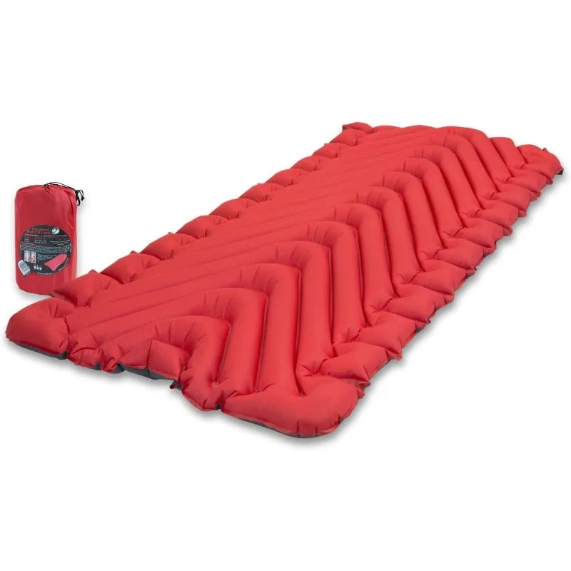 Insulated Inflatable Sleeping Pad for Camping,Lightweight Air Bed For Cold Weather,Red