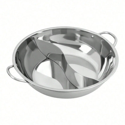 Dual Sided Hot Pot Set W/Divider & Glass Lid Cookware 34cm/13in