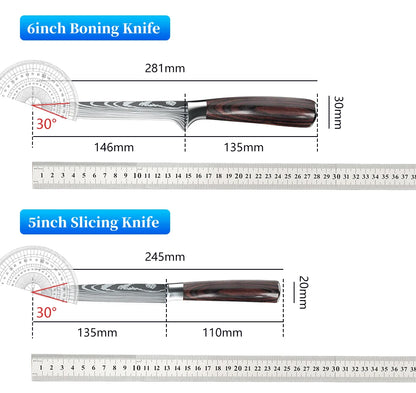 Kitchen Knives Set Laser Damascus Pattern Chef Knife Sharp Cleaver Slicing Utility Knives Tools