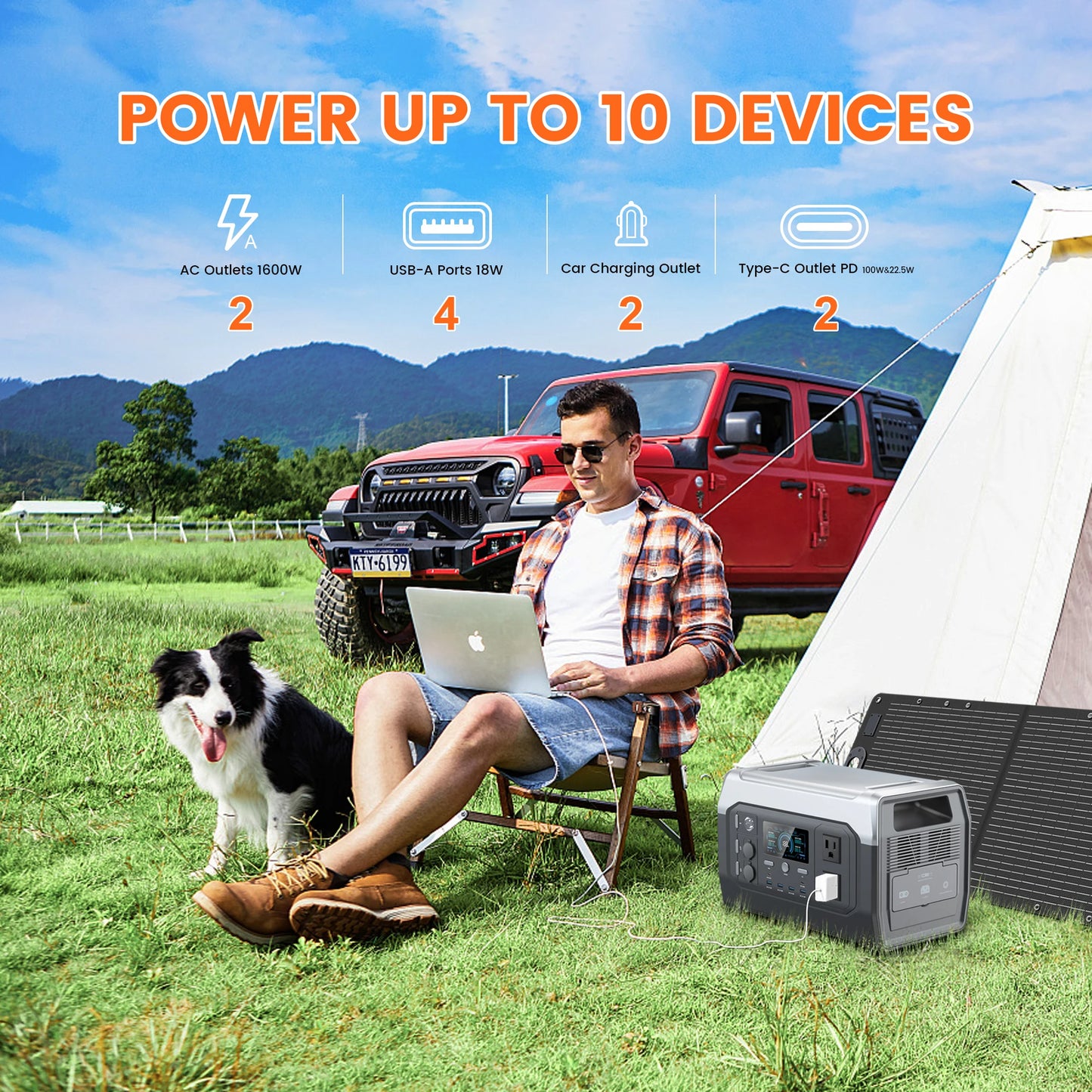 1600w Portable Power Station for Camping, UPS Function, One Hour Fast Full Charing