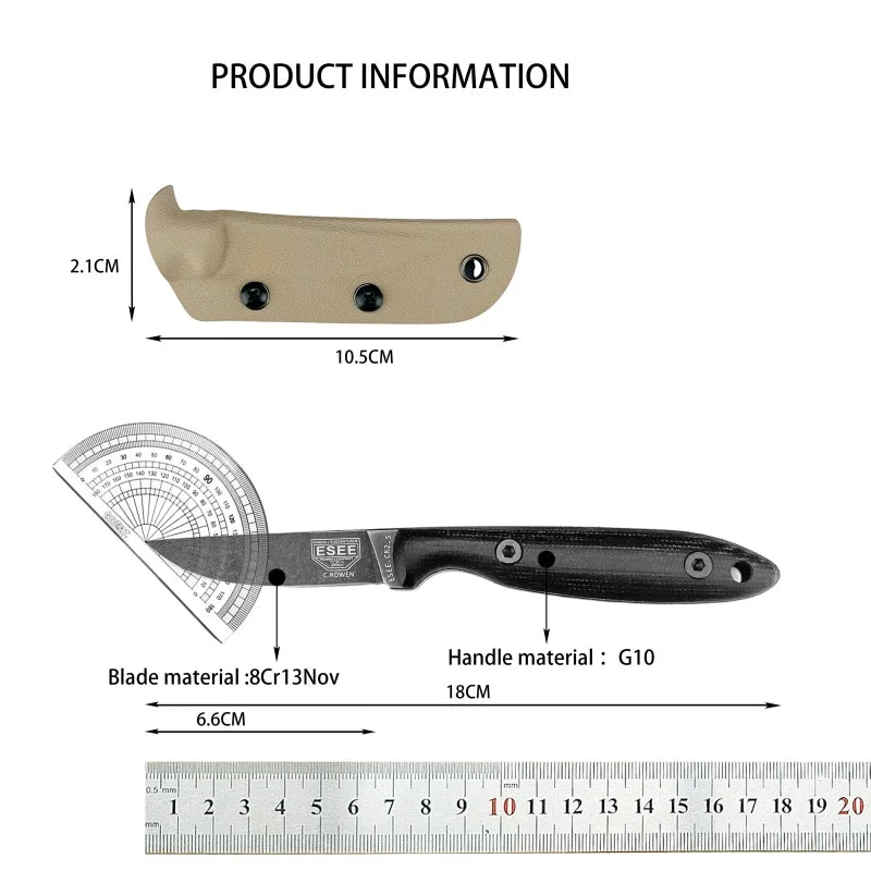 Portable Small Straight Knife  Steel Blade  Handle Outdoor Camping Wilderness  Hunting Knife Men's Gift