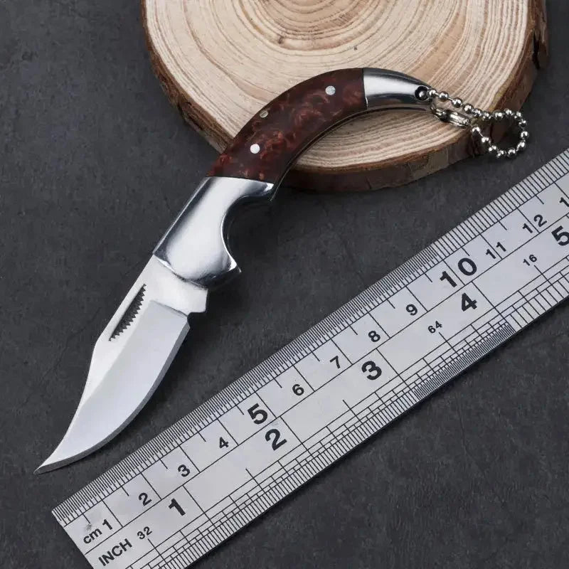 Folding Knife Survival Tool Steel+Wood Handle