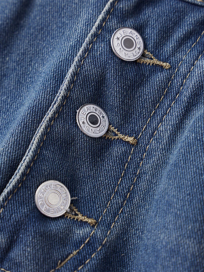 Ladies Stylish High Waist Blue Denim Jeans with Straight Leg Perfect for Spring and Fall Casual Wear Comfortable