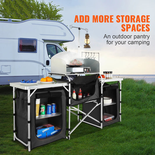 Camping Outdoor Kitchen Table Cabinet Foldable  Storage Rack