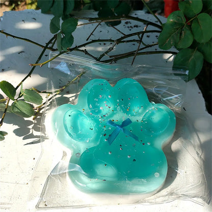 Jelly Glitter Cat Paw Stress Relief Decompression Toy Slow Rebound Pinch New Fidget Toy For Kids Adult Christmas Gifts